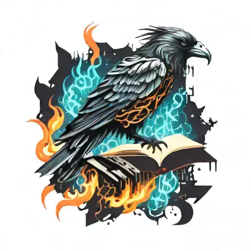 Flames Turning Into A Crow Flying Up Out Of Ooen Burning Burning Book