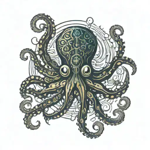 Octopus With Sun Behind Its Head