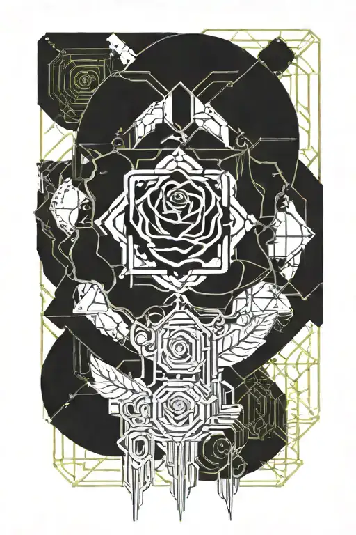 Geometric And Da Vinci Black Rose