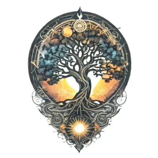Tree Of Life And Sun And Moon