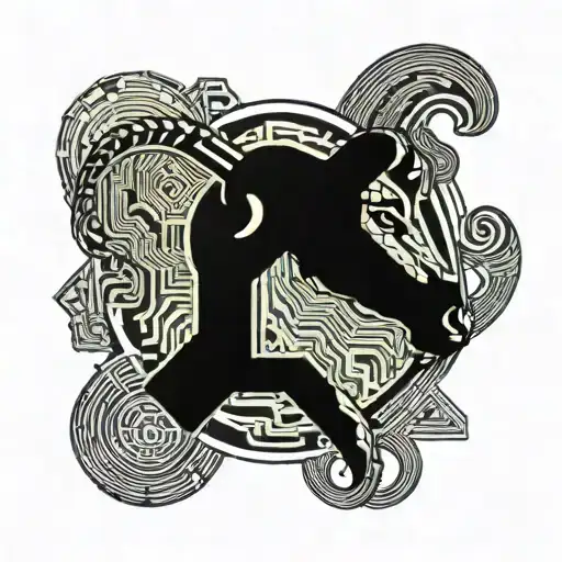 Aries In Half Realistic And Half Geometric Style