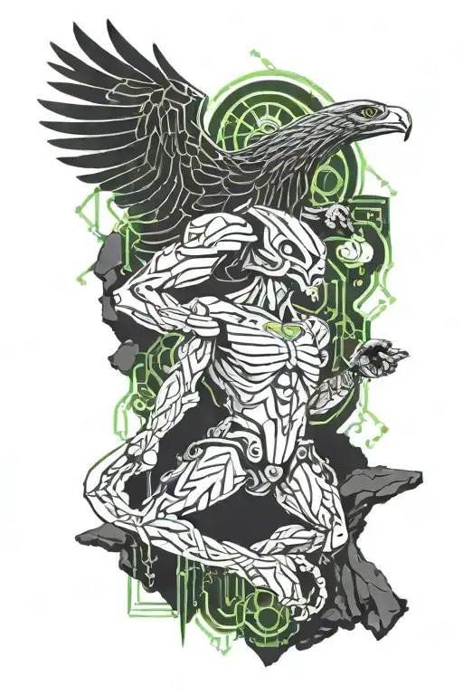 A Man Chained To A Rock Being Attacked In The Liver By An Eagle