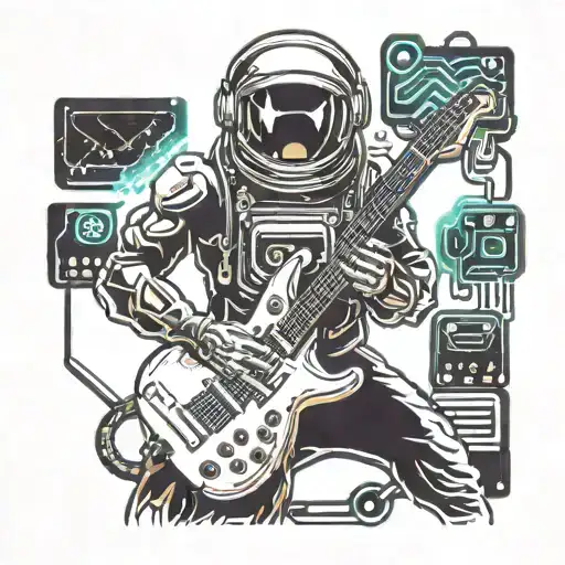Astronaut Plays Electric Guitar Made