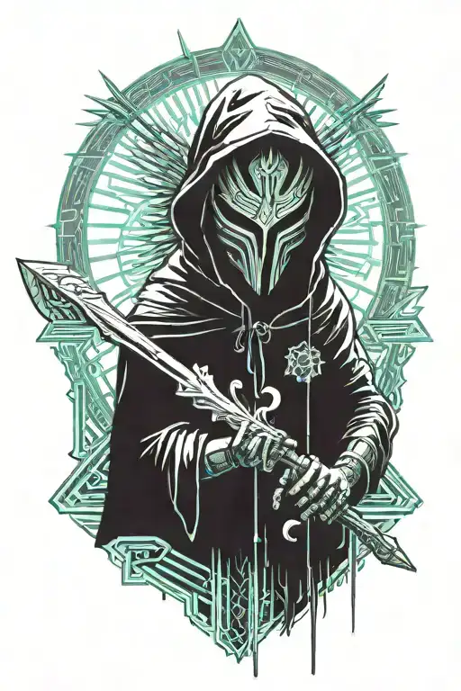 Hooded Angel Holding A Sword
