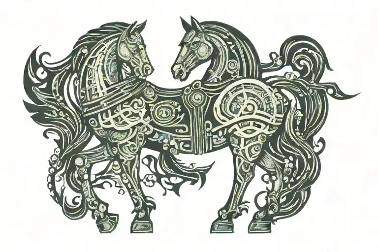 Trojan Horse In Art Nouveau Style