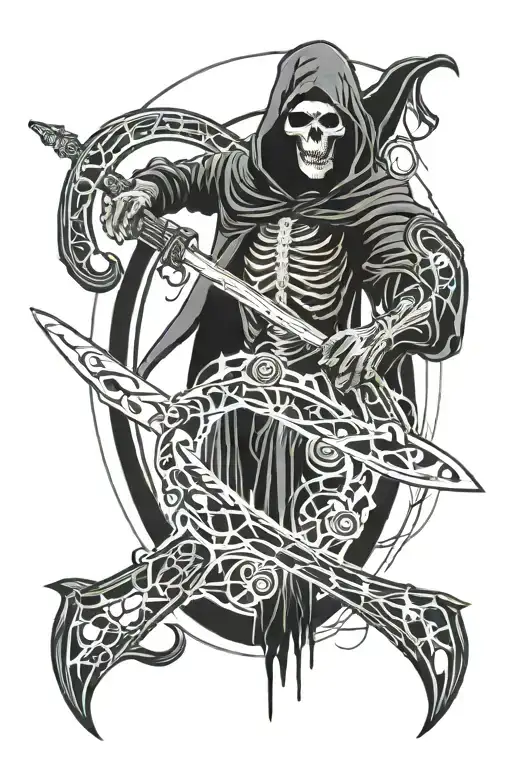 Grim Reaper Holding A Scythe