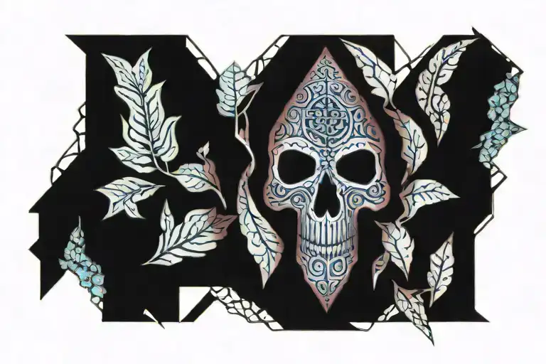 Skull Leaves Growing On Both Sides