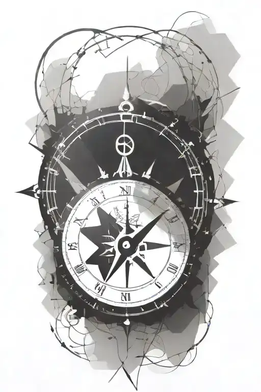Clock With A Compass In It