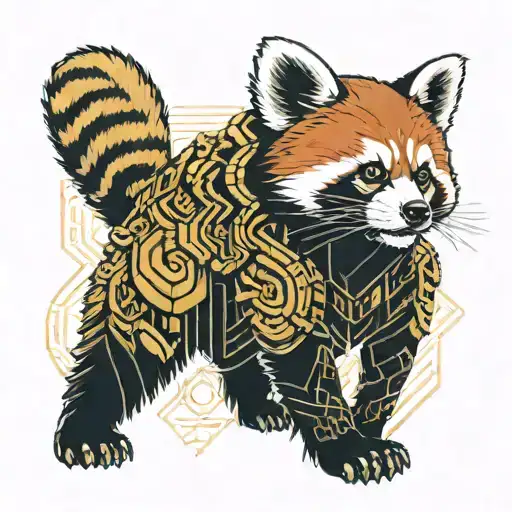 A Red Panda Standing Over A Pile Of Gold Coins