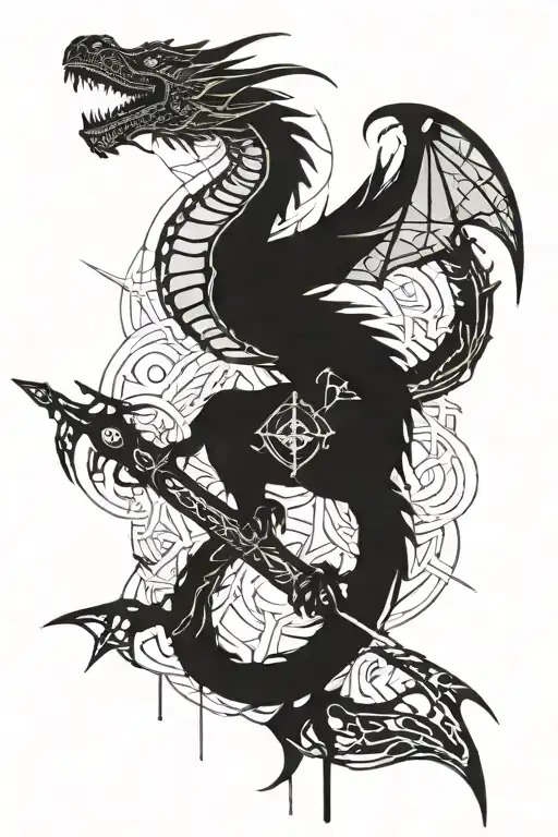 Bloodbourn Inspired Dragon With A Sword Centre Piece