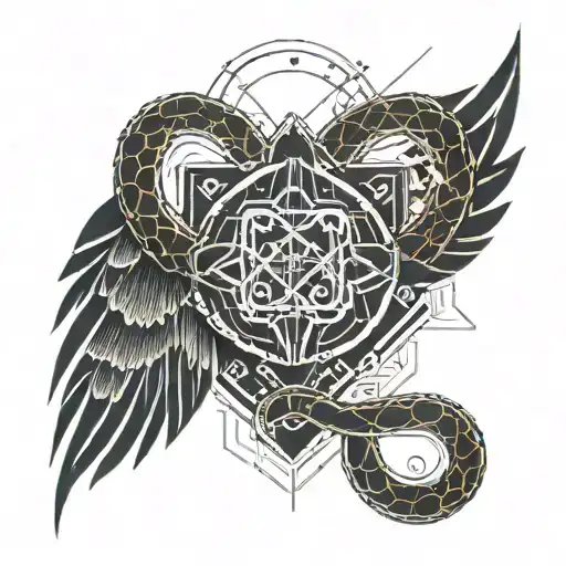 Sigil Tattoo Snake And Wings Gemini Symbol