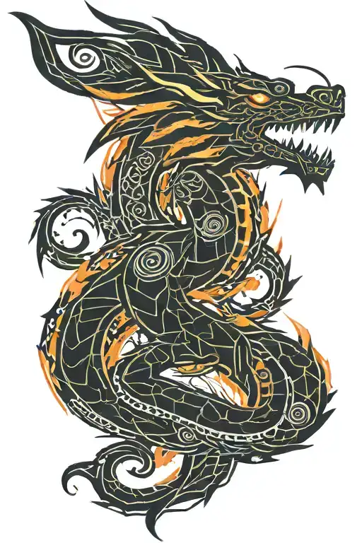 Tribal Dragon Breathing Fire