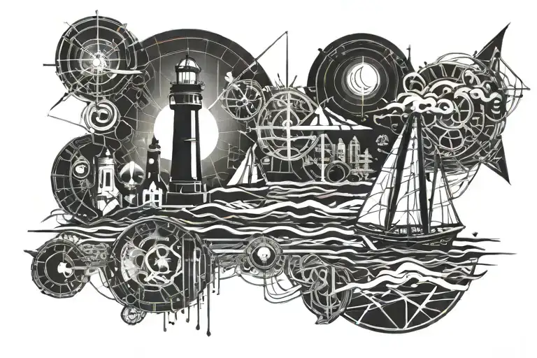 Sailboats And Lighthouse