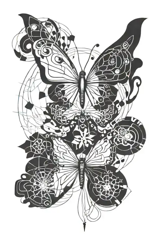 Butterfly Flower Wave Moon