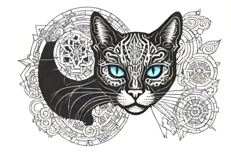 Cat Sugar Skull Siamese Blue Eyes