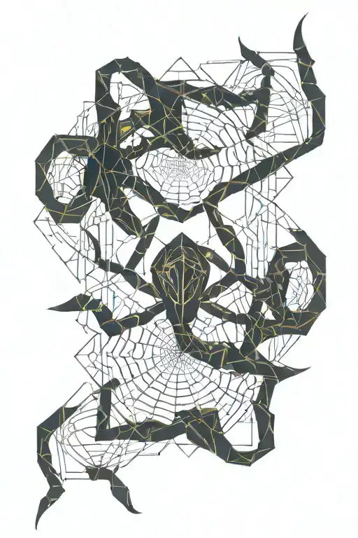 Spider On A Line Of Flowers