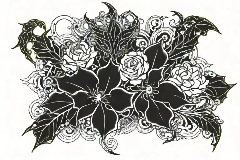 Dragon Flowers Beautiful Bold Black And White Colour Flowers For Back Area