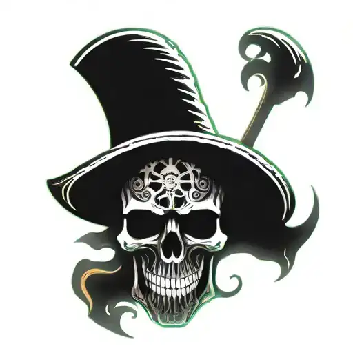 Smoke Pirate Skull With Tentacles Coming Out Of Mouth