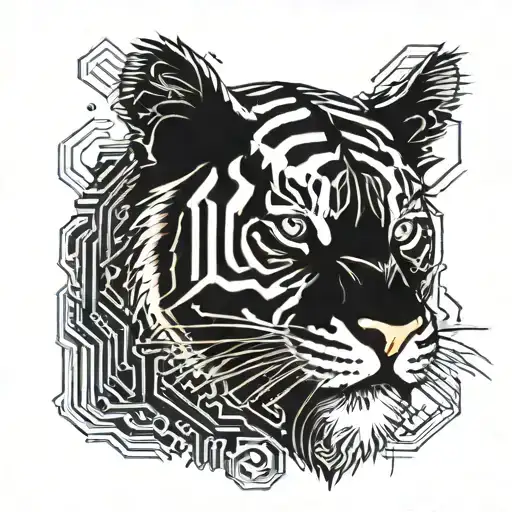 Tiger Standing With Cyber Sigilism