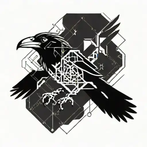 Geometric Raven Flying