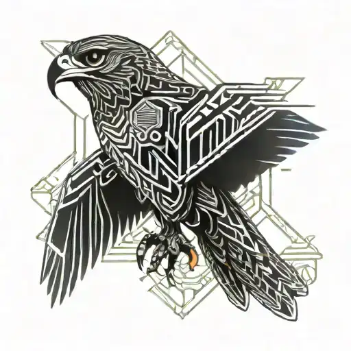 Falcon Against The Background Of The Forest