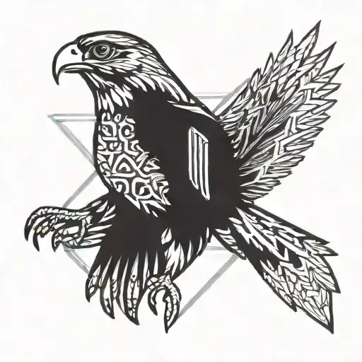 Falcon Against The Background Of The Forest