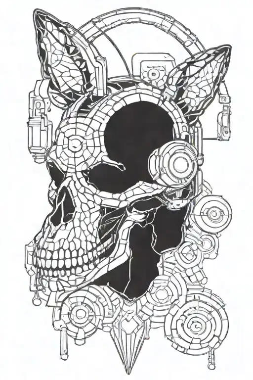 Dogs Skull Wearing Headphones