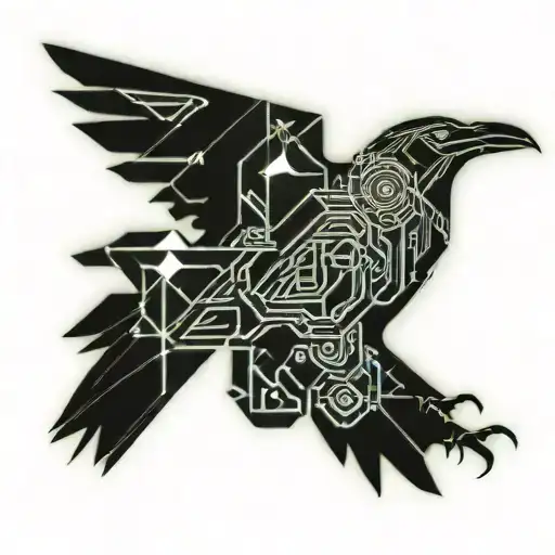 Geometric Raven Flying