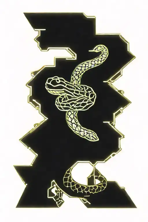 Snake Coiled Around Trident