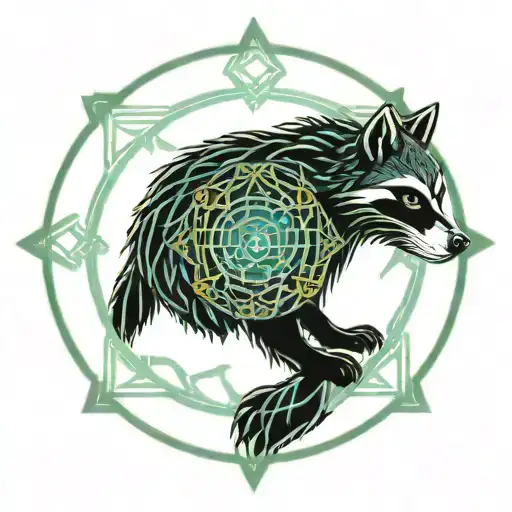 Celtic Circle With Raccoon In The Center