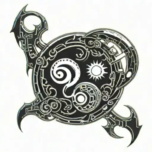 Knfie Impaling Yin Yang Symbol