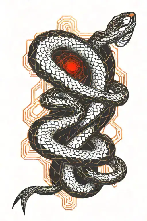 Snake And Hacker Red Orage Color Abstract