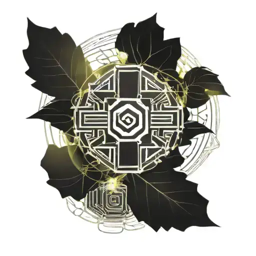 Greek Style Olive Band Tattoo With Helios Symbol Mixed