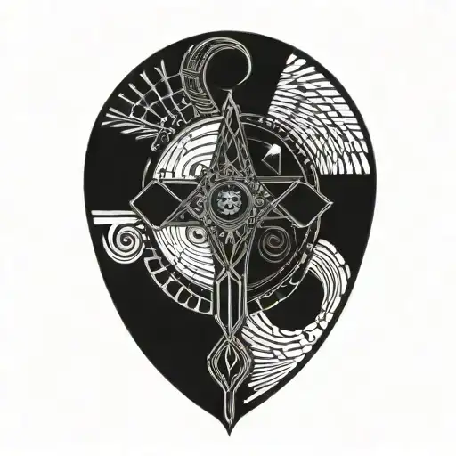 Black Rose Ankh Eye Feathers