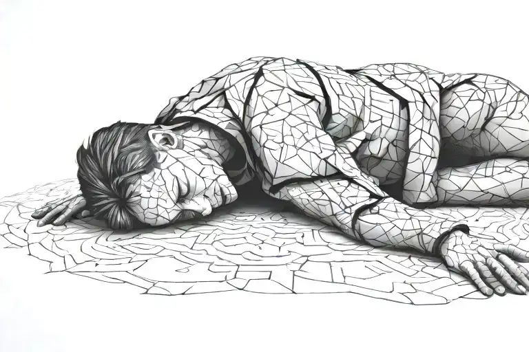 A Sad Person Laying On The Floor