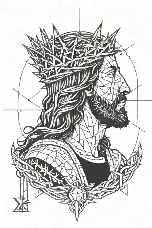 Side Profile Of Jesus Wearing The Crown Of Thorns With The American Flag In It