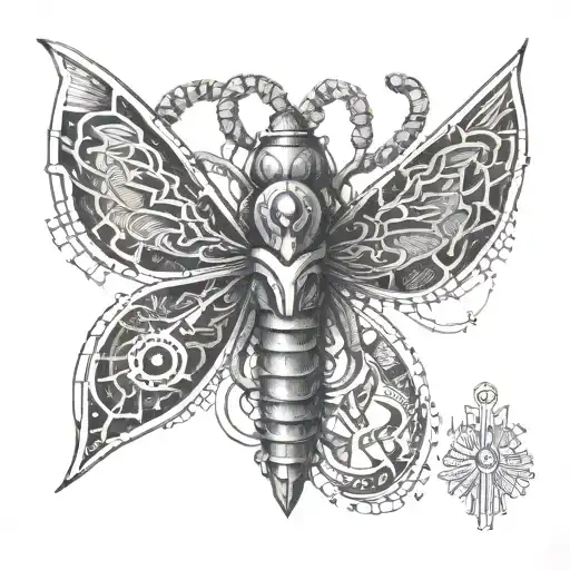 Deadhead Moth With A Ankh Symbol Intertwined