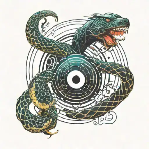 Ying Yang With Snake Intertwined