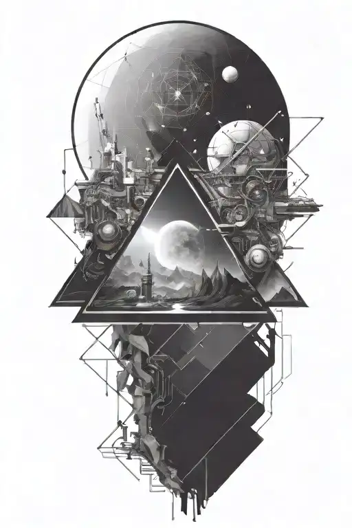 A Space Landscape Inspired By Technology That Shatters Into Geometric Pieces