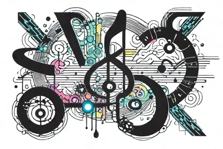 A Psychedelic Design Featuring Music Waves And Drug Molecules