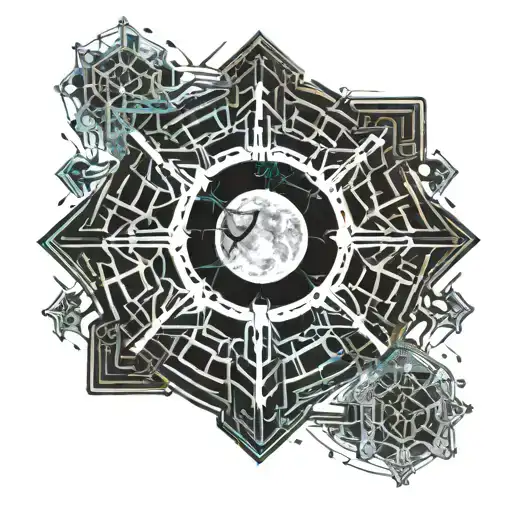 Moon With Stars And Snowflake