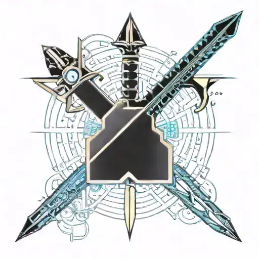 Cyber Sigilism Sword Or Dagger That Has A Grungy Aura