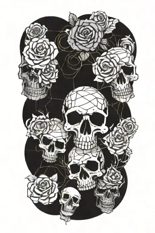 Skulls Intertwined With Roses And Flowers
