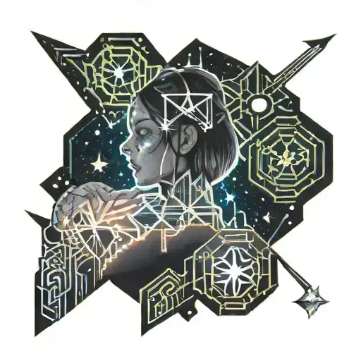 Girl Under Night Star Sky