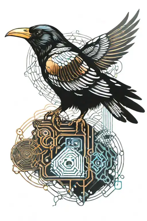 Magpie Stealing Copper Wire Wrapped Around Its Wing