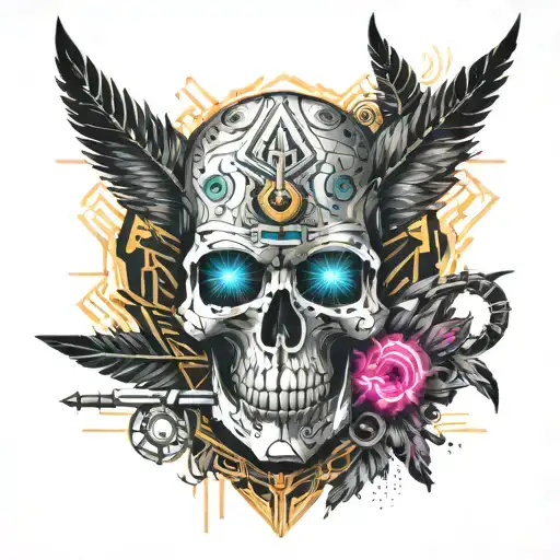 Skull Feather Vicking Style