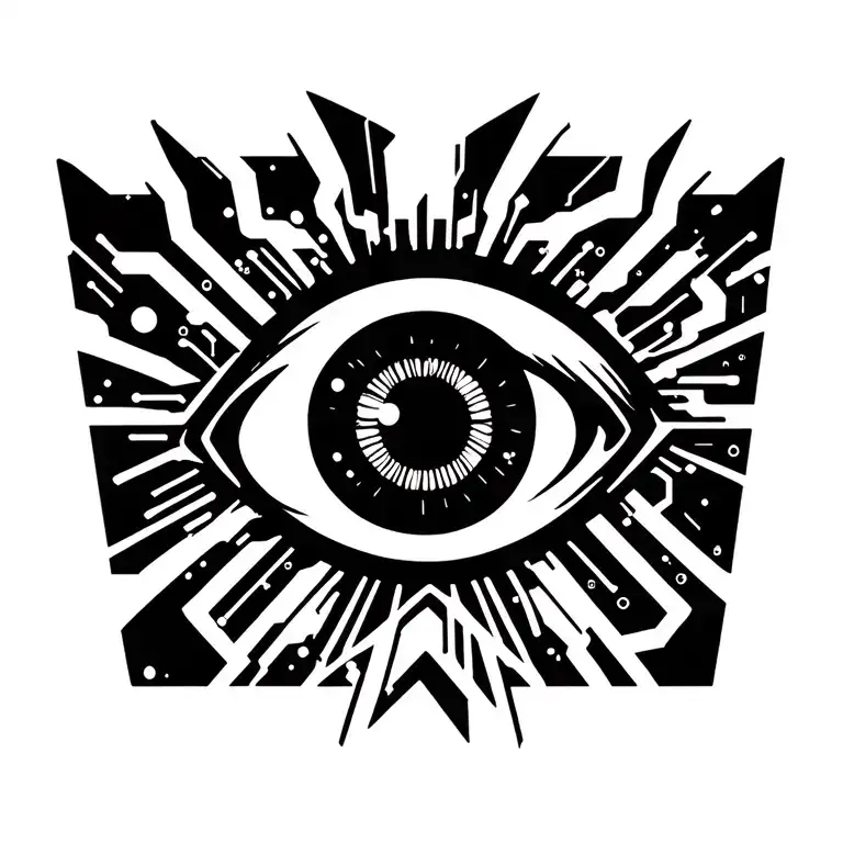 Men Evil Eye Chest Tattoo On Left Side
