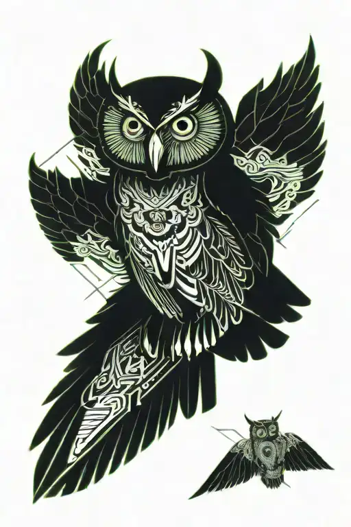 Guardian Owl Flying Wings Spread Wide