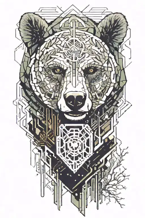 Brown Bear In The Background Of The Forest It Is Snowing