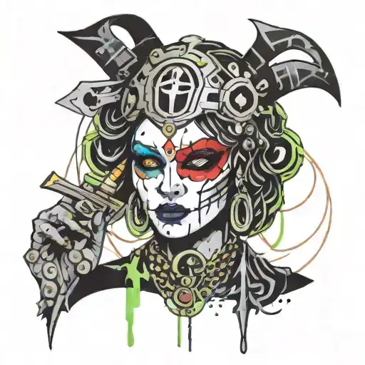 A Juggalette With Intricate Face Paint And A Hatchet Necklace